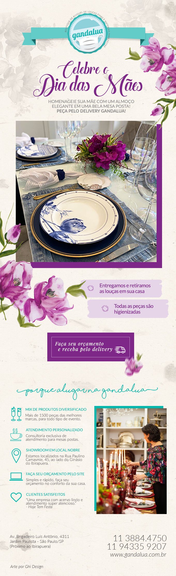 Celebre O Dia Das Mães Com Uma Linda Mesa Posta! Peça Pelo Delivery Gandalua
